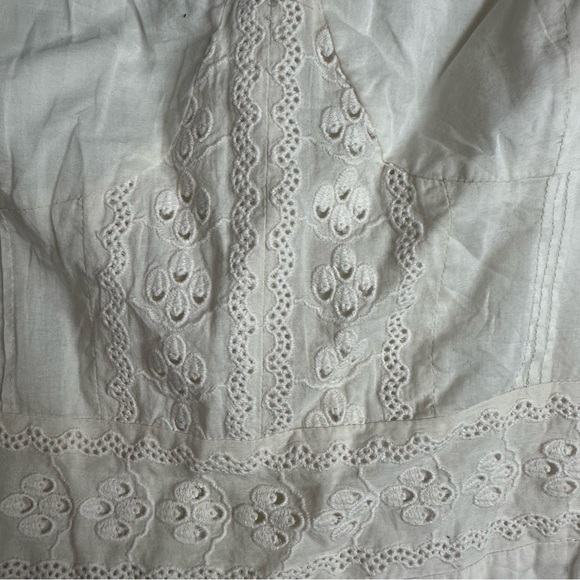 Reformation Off White Maeve Organic Cotton Embroidered Tie Sleeves Mini Dress 4 - Picture 11 of 16